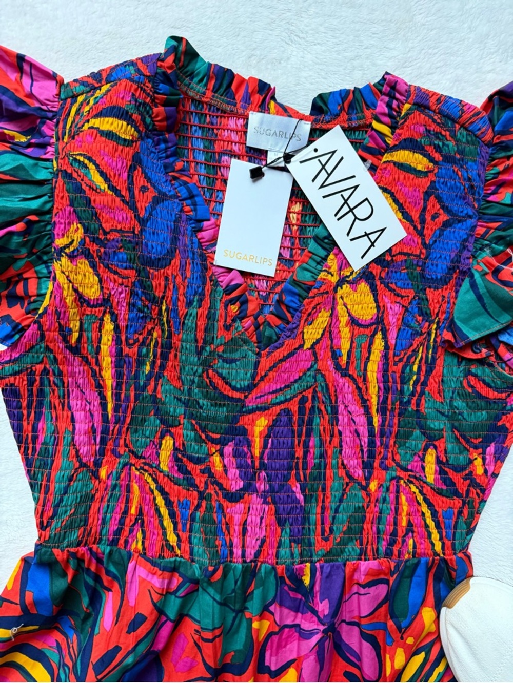 Sugarlips Multicolor Floral Flutter-Sleeve Maxi Dress - Picture 2 of 3